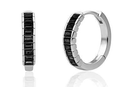 Sparkling Jewels - Stříbrné náušnice s černými kubickými zirkony EAS23-CZ02