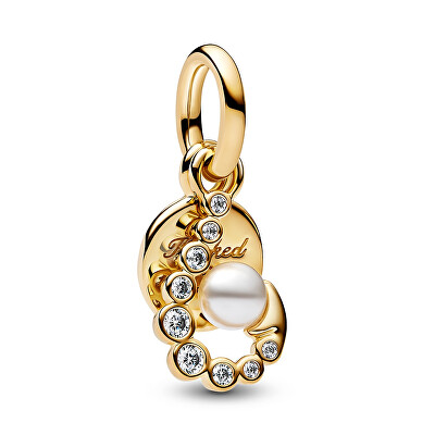 Pandora - Pandantiv dublu cu zirconii și perlă artificială Shine 763891C01
