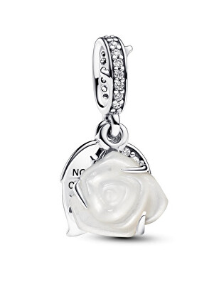 Pandora - Dvojitý visací přívěsek Rozkvetlá bílá růže 793200C01