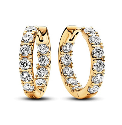Pandora - Elegantní pozlacené kruhy se zirkony Timeless Shine 263002C01