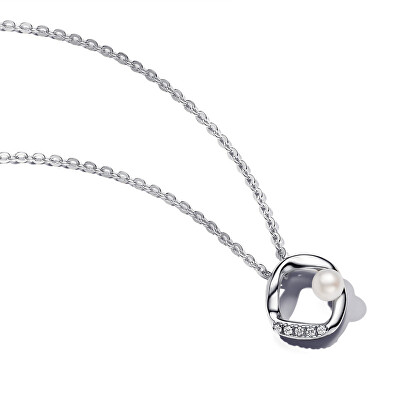 Pandora - Elegantní stříbrný náhrdelník s kultivovanou perlou 393303C01-45