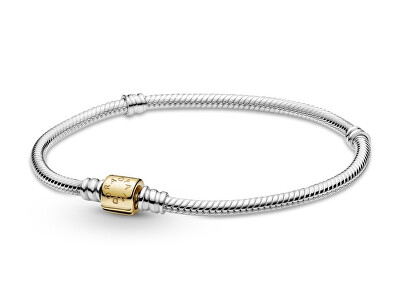 Pandora - Elegantní stříbrný náramek se zlatou sponou 599347C00