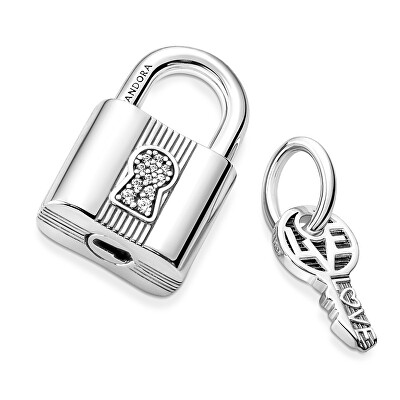 Pandora - Hravé stříbrné přívěsky Visací zámek a klíč Moments 790088C01