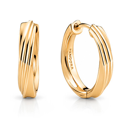 Pandora - Kroucené pozlacené kruhové náušnice Essence Shine 263878C00