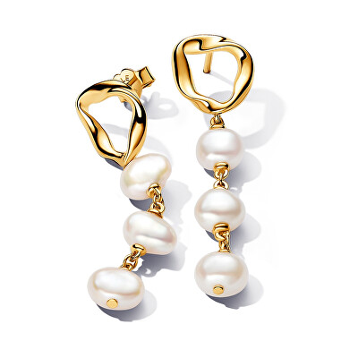 Pandora - Luxusní visací náušnice s pravými perlami Essence Shine 263263C01