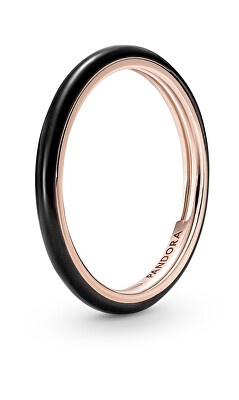 Pandora - Minimalistický bronzový prsten s černým smaltem Rose 189655C01