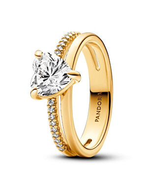 Pandora - Okouzlující pozlacený prsten se zirkony Timeless Shine 163100C01