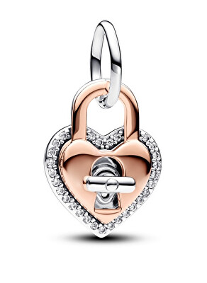 Pandora - Originální visací přívěsek Srdce s visacím zámkem Rose 783079C01
