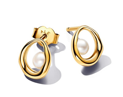 Pandora - Pozlacené náušnice s pravými perlami Essence Shine 263295C01