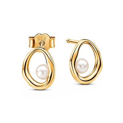 Pandora - Pozlacené náušnice s pravými perlami Essence Shine 263295C01