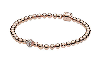 Pandora - Pozlacený korálkový náramek Signature Rose 588342CZ