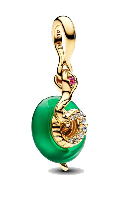 Pandora - Pozlacený přívěsek Had se zeleným Murano sklem Shine 763617C01