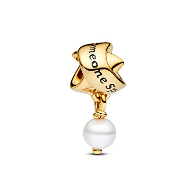 Pandora - Pozlacený přívěsek Stuha s perlou Shine 763784C01