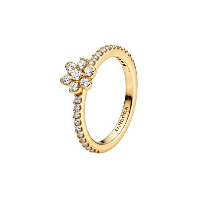 Pandora - Pozlátený prsteň Číra kvetina Shine Timeless 164499C01