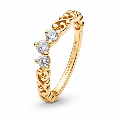 Pandora - Inel placat cu aur, cu diademă regală și un design spiralat Shine Moments 162232C01