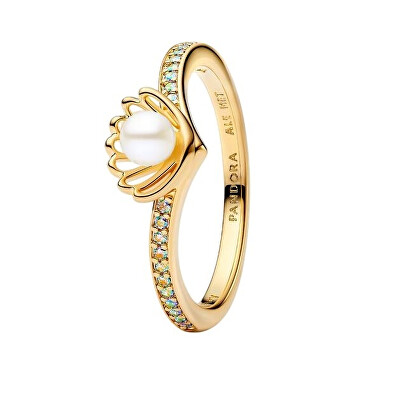 Pandora - Pozlacený prsten Lastura princezny Ariel Disney Shine 163654C01