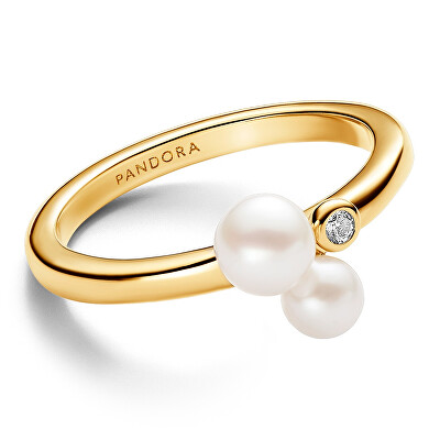 Pandora - Pozlacený prsten s pravými perlami Timeless Shine 163156C01