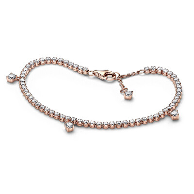 Pandora - Pozlacený tenisový náramek s kubickými zirkony Rose Timeless 582401C01