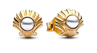 Pandora - Půvabné perlové náušnice Lastura z Malé mořské víly Shine 262686C01