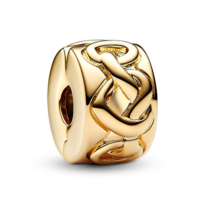 Pandora - Pozlacený klipový korálek Propletená srdce Shine 768035C00