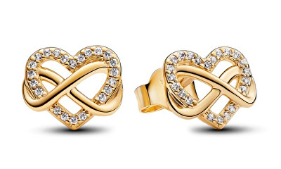 Pandora - Romantické pozlacené náušnice ve tvaru srdcí Shine 262667C01