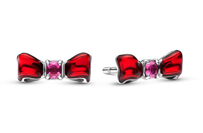 Pandora - Stříbrné náušnice Sněhurčina mašlička Disney 293779C01