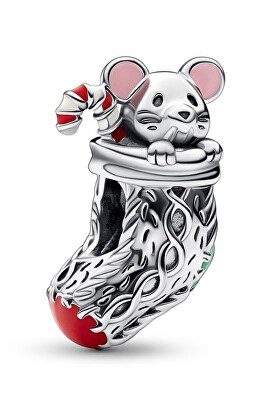Pandora - Stříbrný korálek Myška ve vánoční punčoše 792366C01