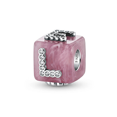 Pandora - Stříbrný korálek růžová Murano kostka Love Moments 794433C01