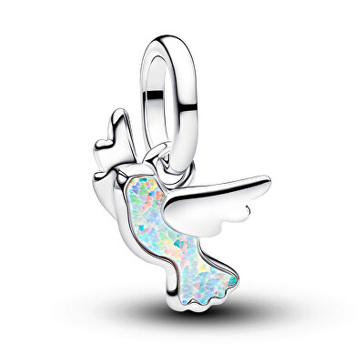 Pandora - Stříbrný mini přívěsek Bílá holubice Moments/ME 794566C01