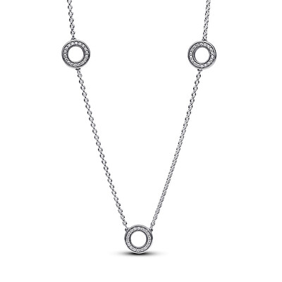 Pandora - Stříbrný náhrdelník Pavé kroužky Signature 393162C01-50
