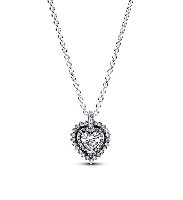 Pandora - Stříbrný náhrdelník s třpytivým srdíčkem Timeless 393099C01-45
