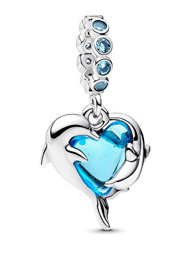 Pandora - Stříbrný přívěsek Delfíni s modrým sklem Murano 793924C01