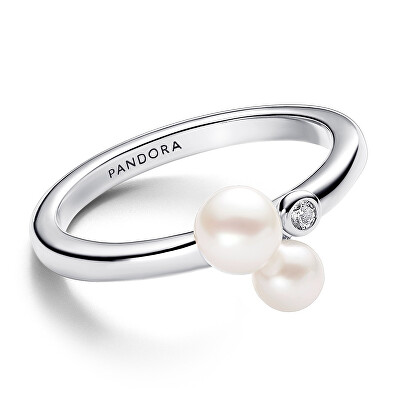 Pandora - Stříbrný prsten s pravými perlami Timeless 193156C01