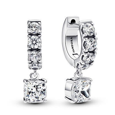 Pandora - Třpytivé kruhové náušnice s přívěsky Pavé Timeless 293547C01