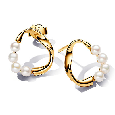 Pandora - Úchvatné pozlacené náušnice s perlami Essence Shine 263276C01