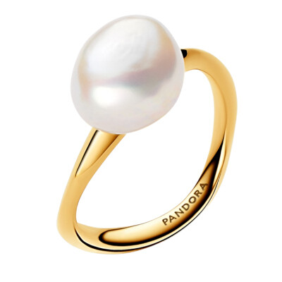 Pandora - Úchvatný pozlacený prsten s perlou Essence Shine 163293C01