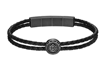 Police - Dvojitý kožený náramek pro muže Crest PEAGB0023306