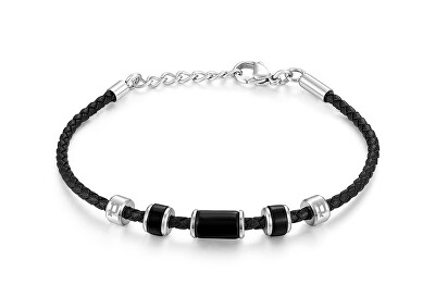 Police - Fashion kožený náramek s onyxem Bullion PEAGB0032201