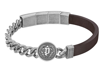 Police - Fashion pánský náramek z kůže a oceli Crest PEAGB0023302