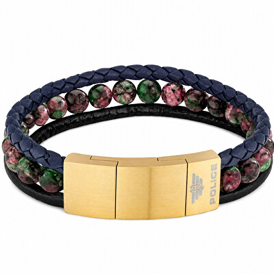 Police - Kožený trojitý náramek pro muže PJ26552BLK.02