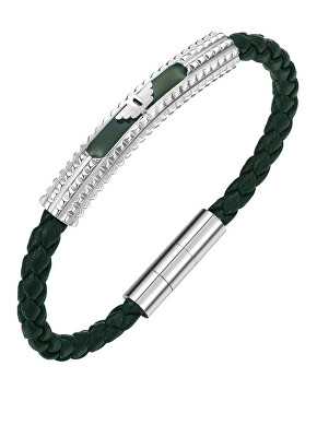 Police - Tmavě zelený kožený náramek Urban Rebel PEAGB0001106