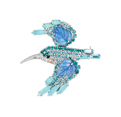 Preciosa - Blyštivá brož Ledňáček Kingfisher Candy 2366 70