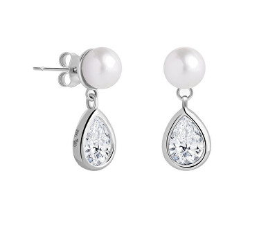 Preciosa - Elegantní stříbrné náušnice s pravou perlou Pure Pearl 5337 00
