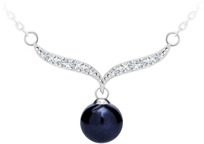 Preciosa - Elegantní stříbrný náhrdelník s pravou černou perlou Paolina 5306 20