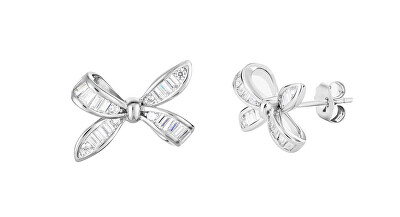 Preciosa - Stříbrné náušnice Mašličky s kubickými zirkony Tender Bow Glamour 5409 00