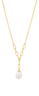 Preciosa - Něžný pozlacený náhrdelník s pravou perlou Pearl Heart 5356Y01