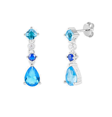 Preciosa - Okouzlující stříbrné náušnice s modrou kubickou zirkonií Azure Candy 5403 67