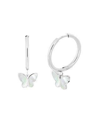 Preciosa - Perleťové náušnice Motýlci Mother of Pearl Butterfly 7493 01