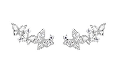 Preciosa - Podélné stříbrné náušnice s motýlky Butterfly Waltz Candy 5399 00