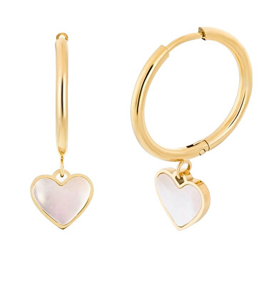 Preciosa - Pozlacené náušnice s perletí Mother of Pearl Heart 7491Y01